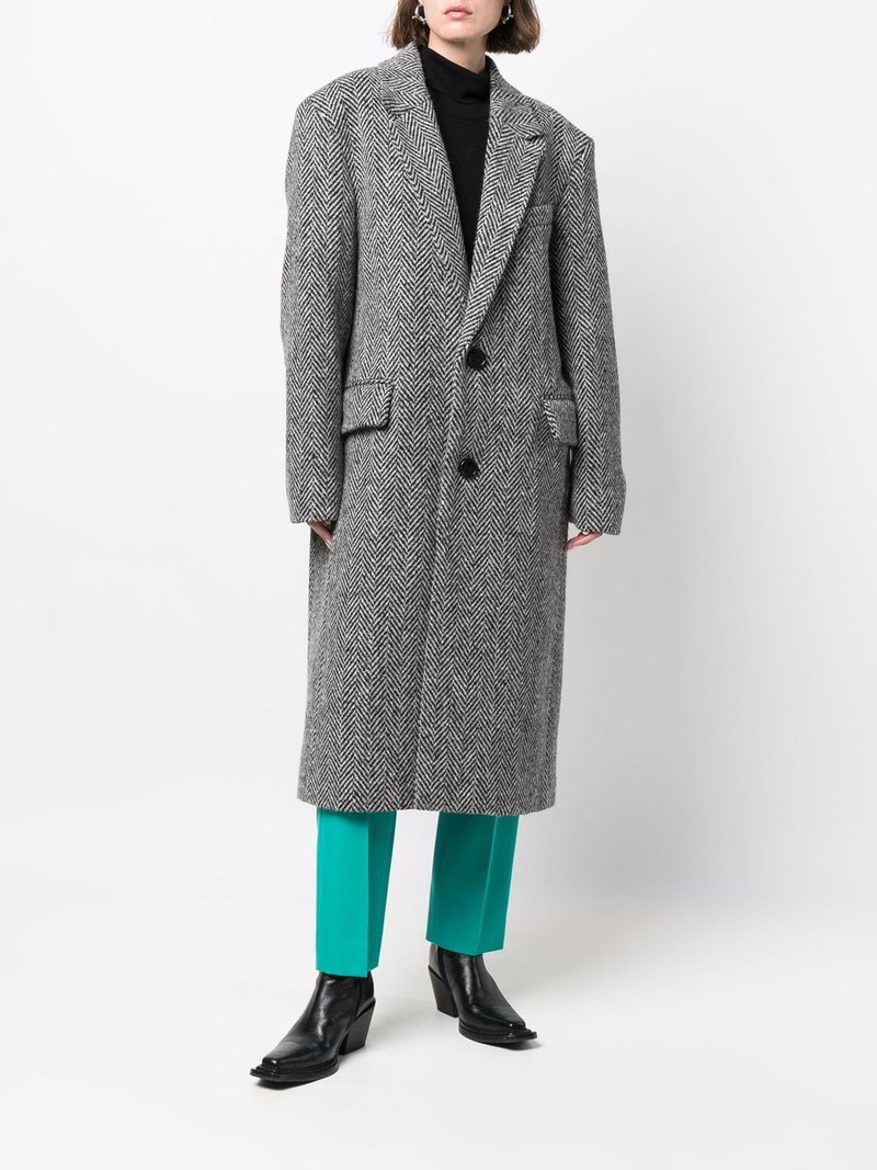 AMI Paris chevron-pattern single-breasted coat outlook