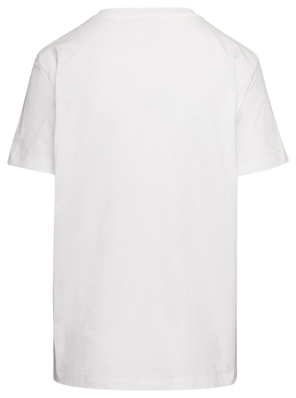 Max Mara Women White Crew Neck T-Shirt With Embroidered Design And Logo In Cotton Woman - 2