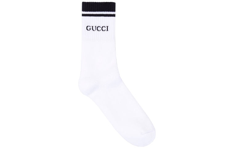 Gucci Logo-intarsia Cotton-Blend Socks 'White Black' 496493-4G293-9000 - 2