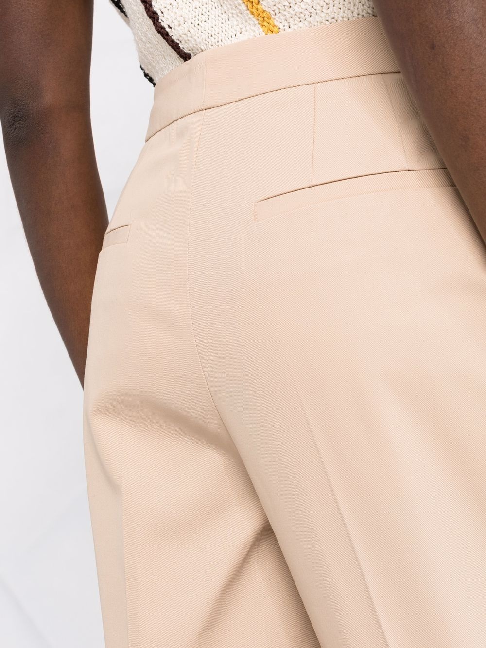 high-waisted cotton trousers - 3
