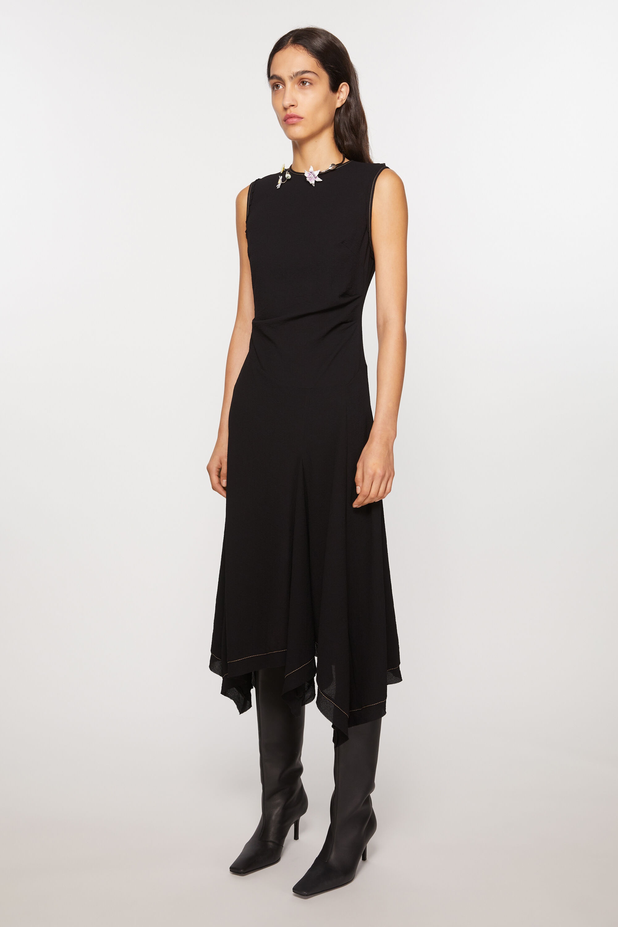 Print sleeveless dress - Black - 3