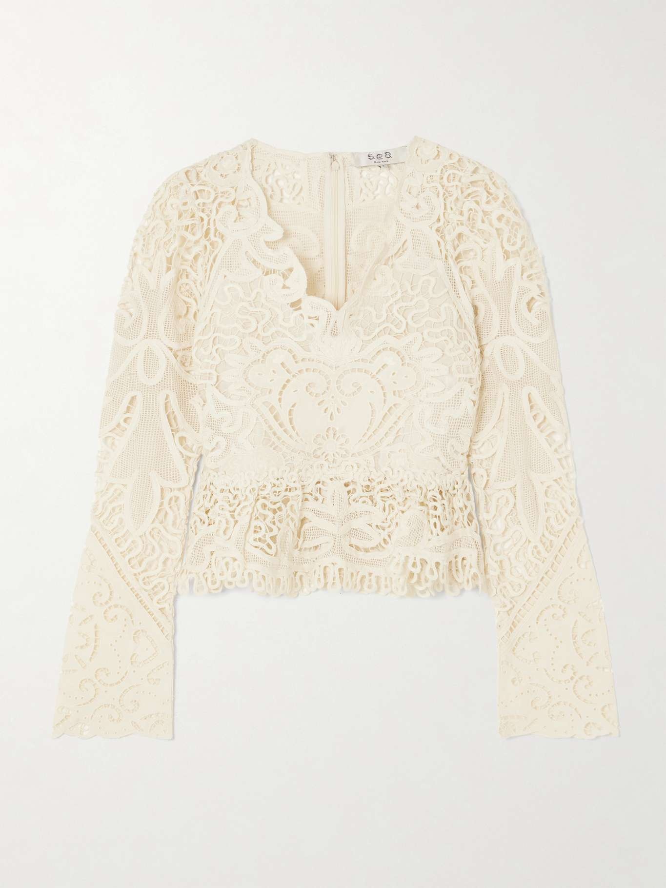 Gianna scalloped guipure lace top Ivory - 1