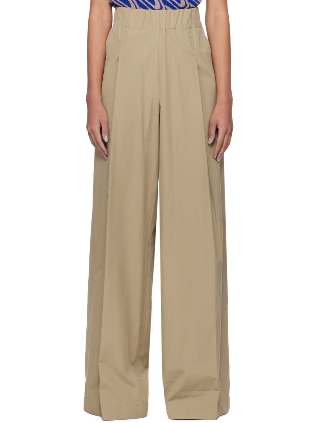 Beige Pleated Trousers - 1