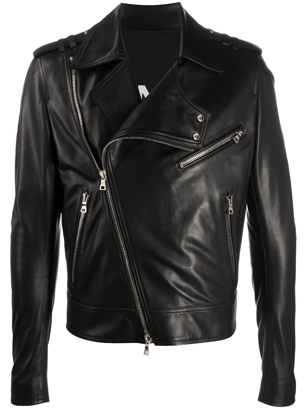 silver zip-detail biker jacket - 1