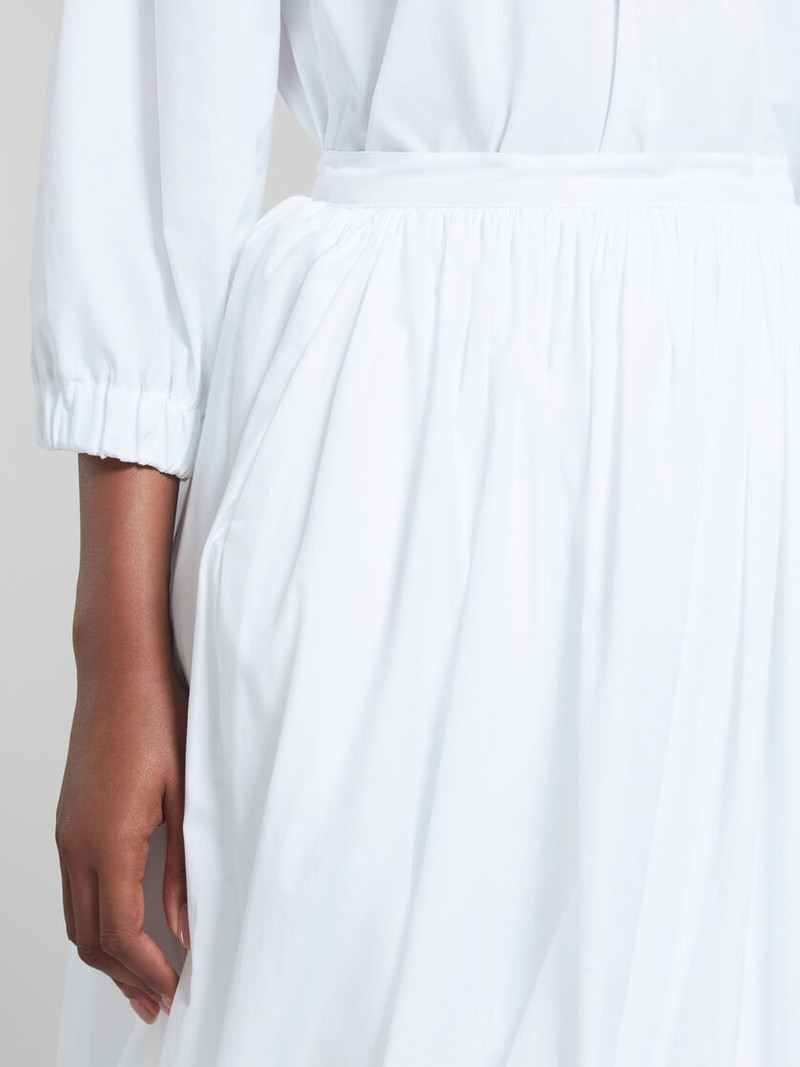 WHITE BIO POPLIN BALLOON MIDI SKIRT 4