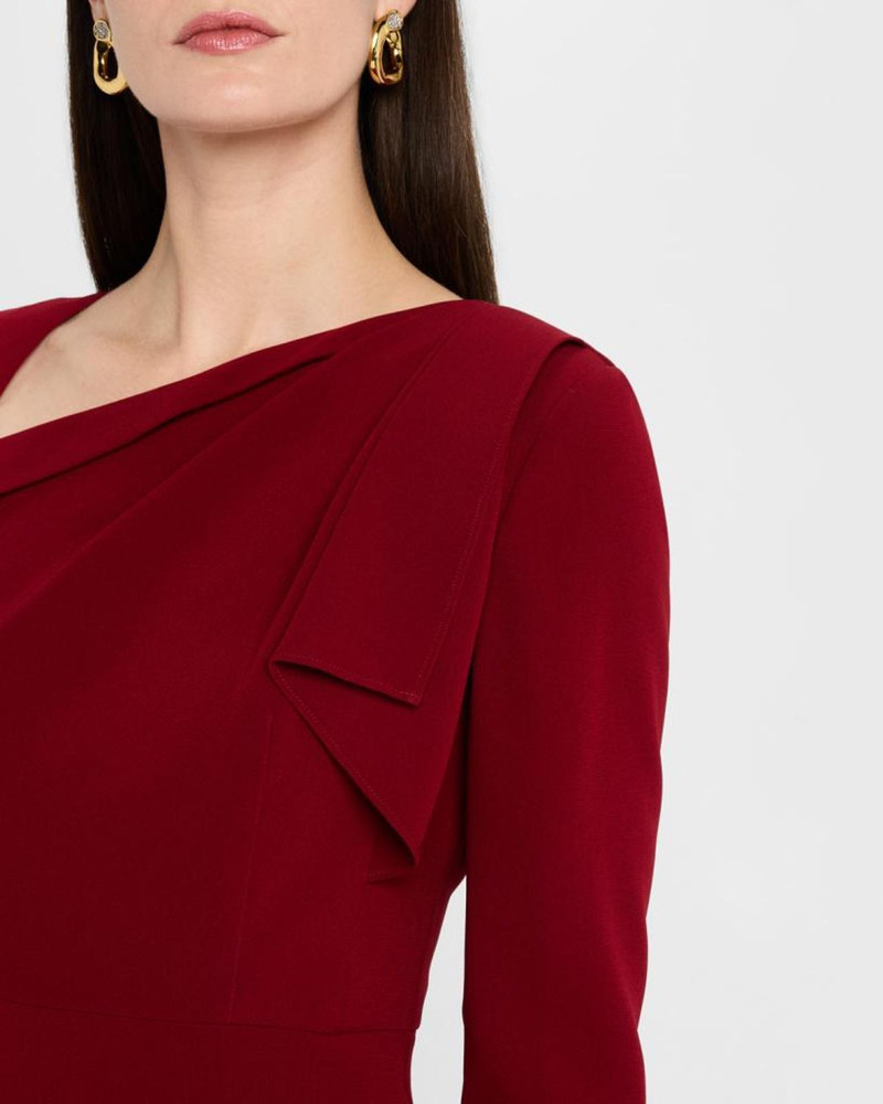 Shoulder-Drape Long-Sleeve Light Cady Dress 5