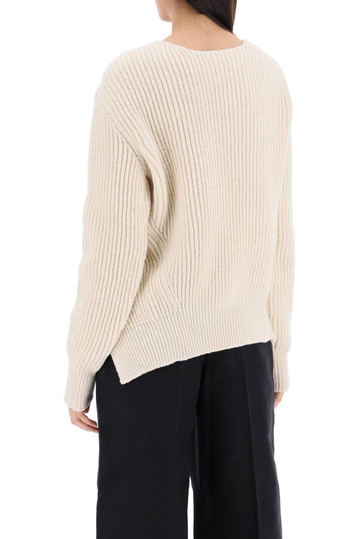 RIBBED SWEATER WITH TIEABLE CLOSURE - 4