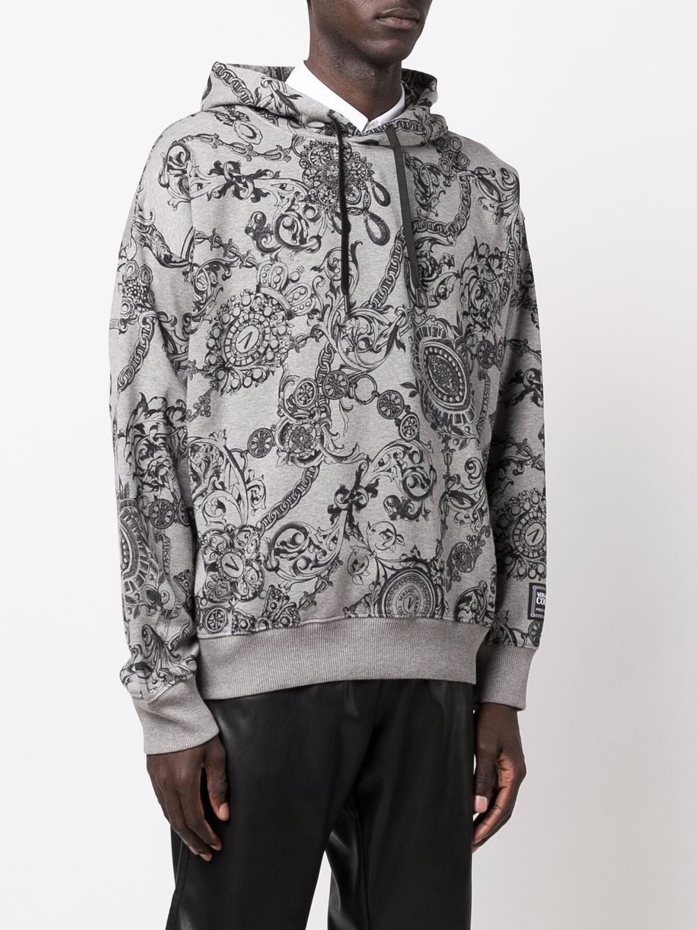 baroque-print cotton hoodie - 3