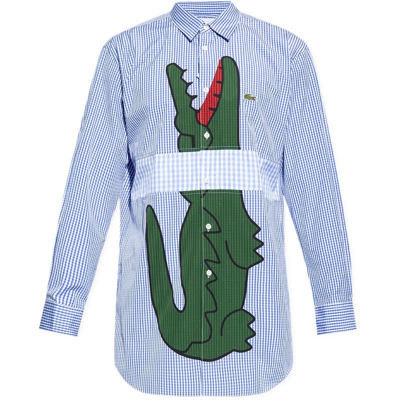 x Lacoste 로고 인쇄 체크 셔츠 - 1