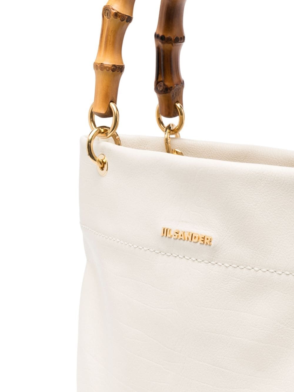 bamboo-handle leather tote bag - 5