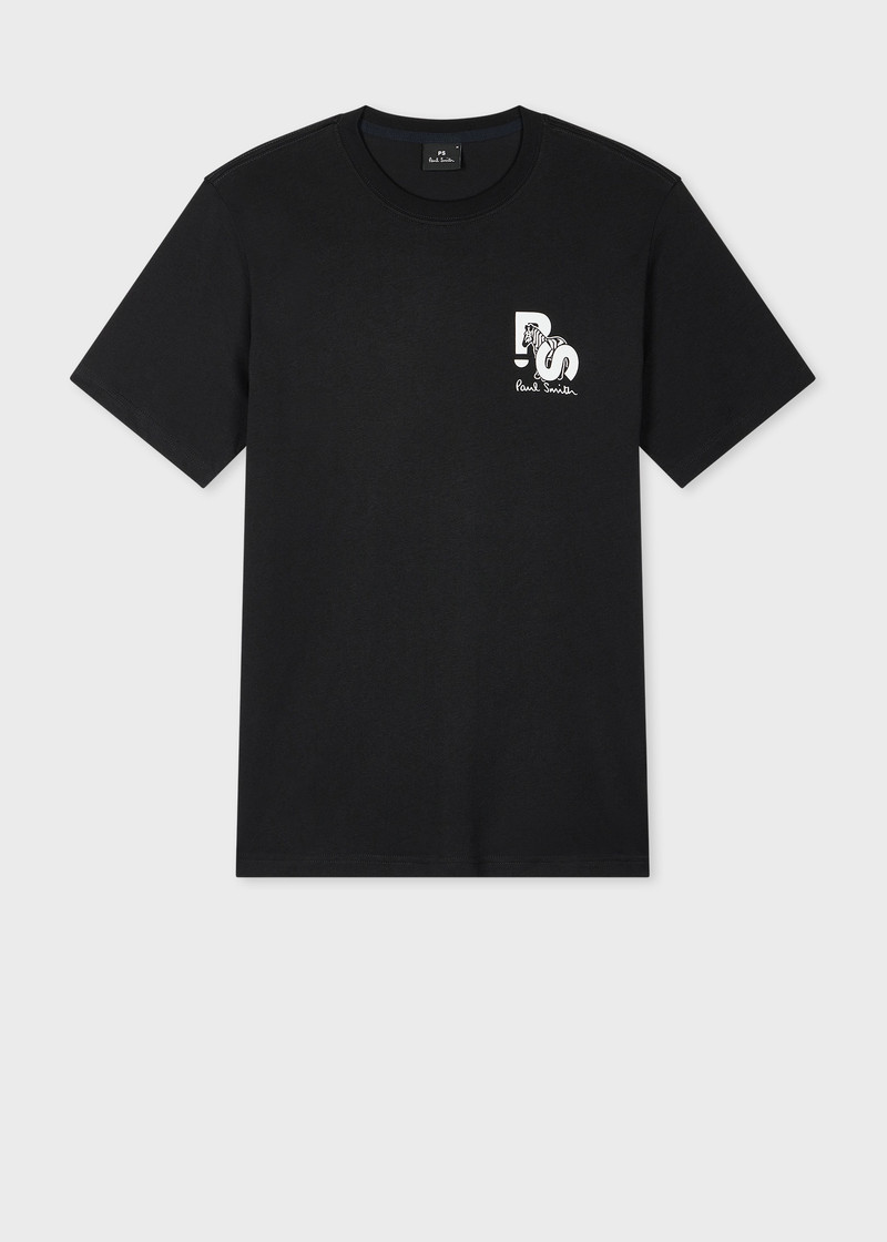 Organic Cotton Black Tilt Zebra Logo T-Shirt 1