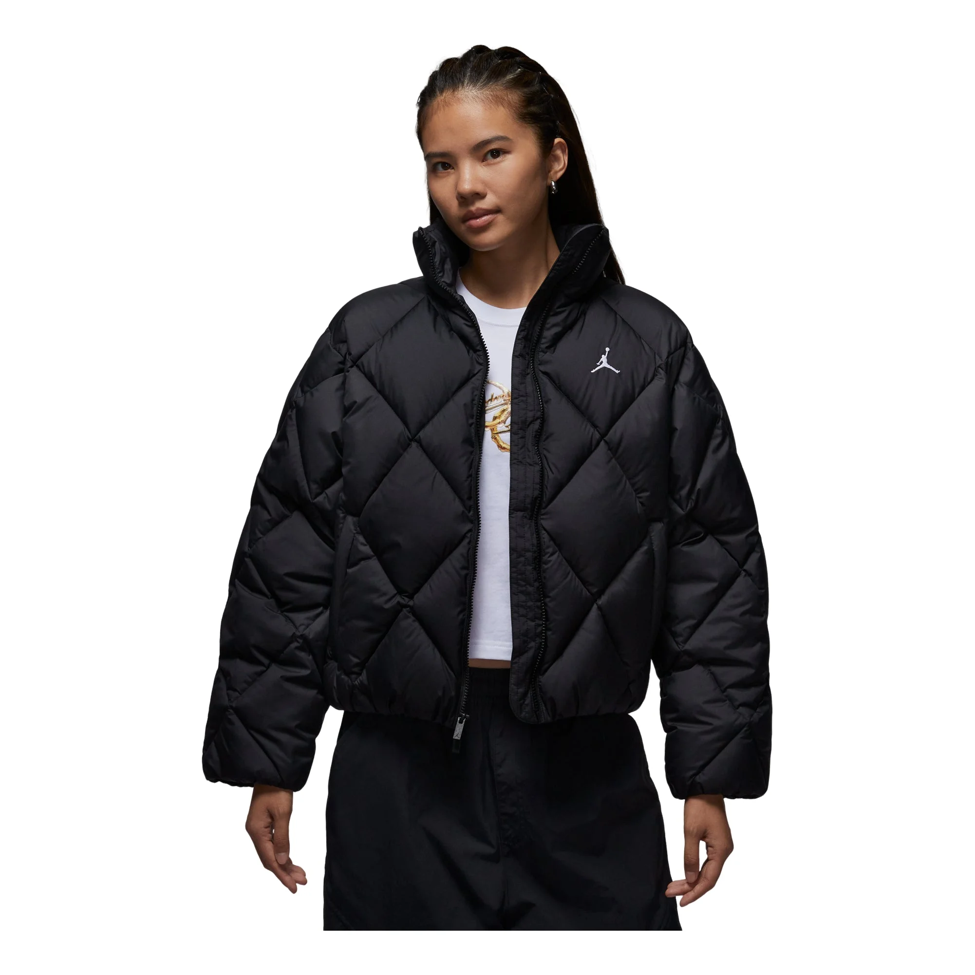 (WMNS) Air Jordan Brooklyn Quilted Puffer Jacket 'Black' HV0418-010 - 1