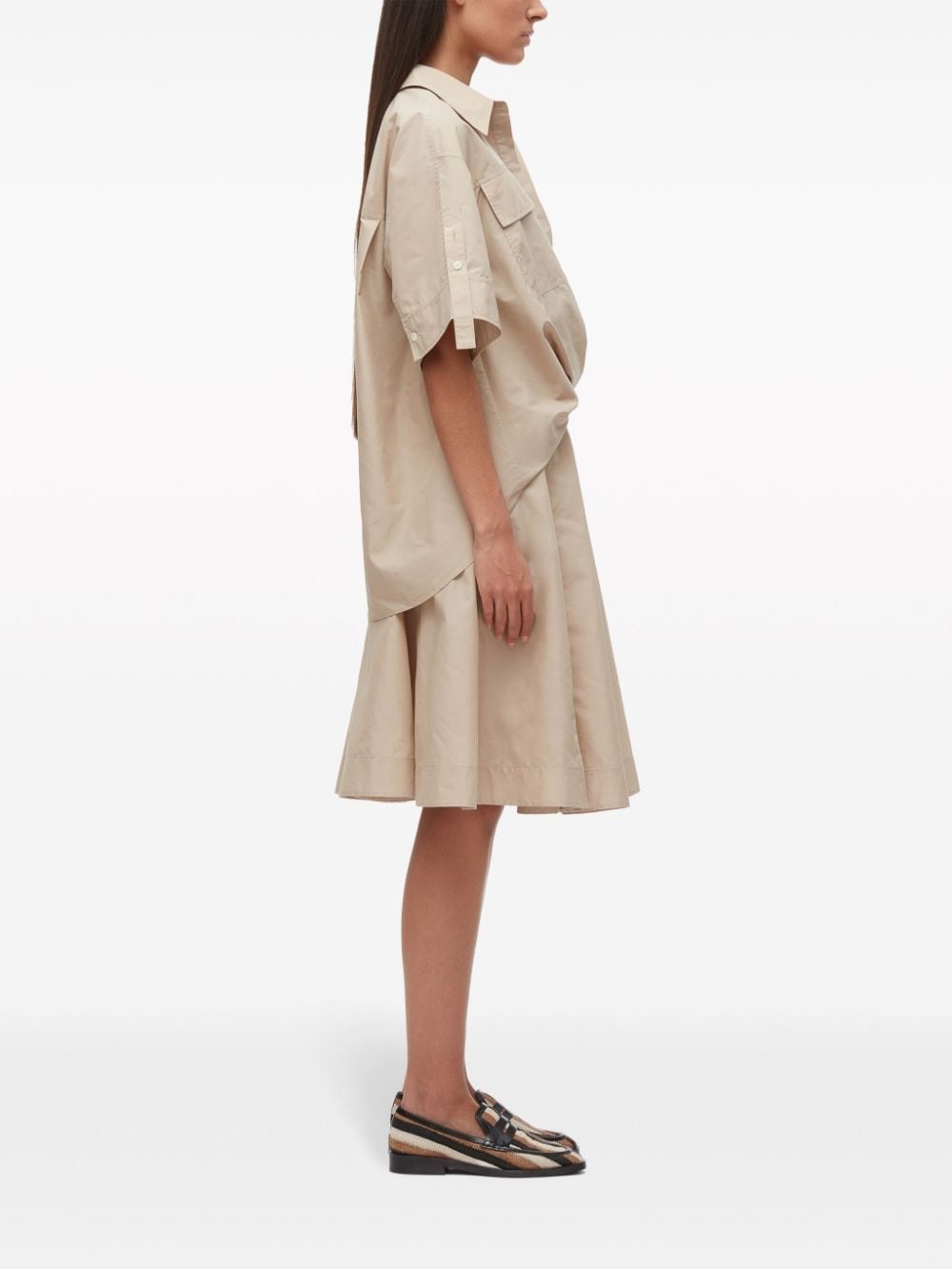 short-sleeve draped shirtdress - 3