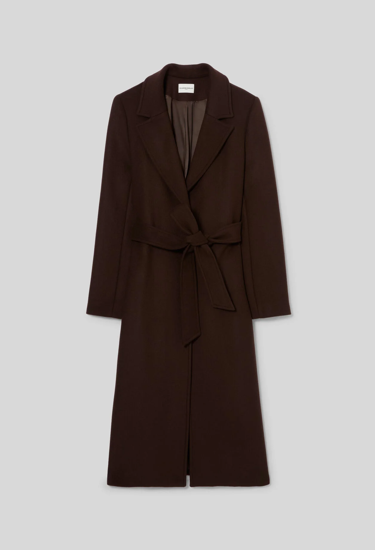 LONG BELTED WOOL COAT - 1