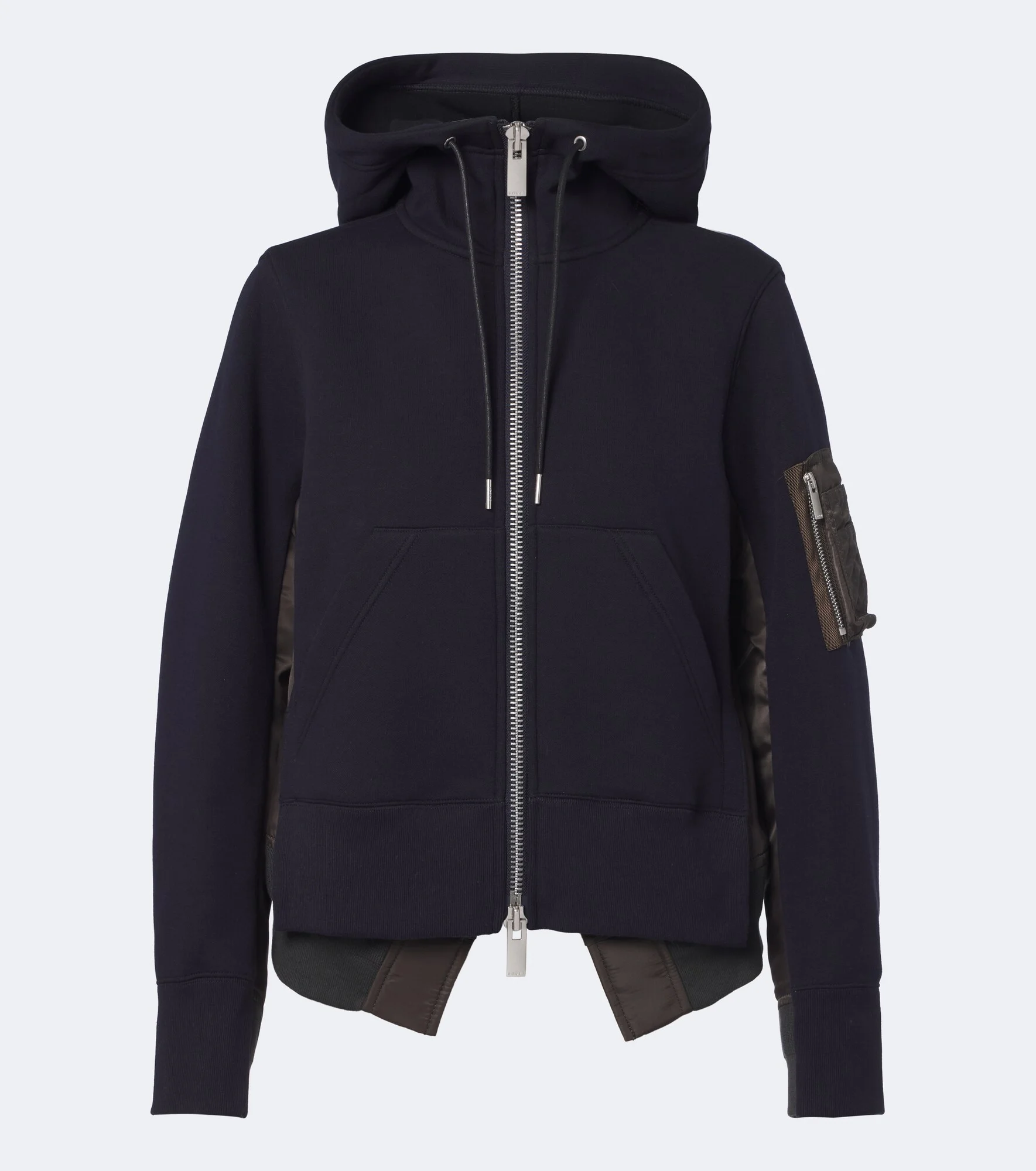 Paneled cotton-blend zip-up hoodie - 1