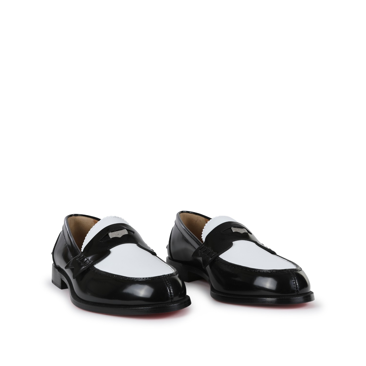 BLACK AND WHITE LEATHER LOAFERS - 2