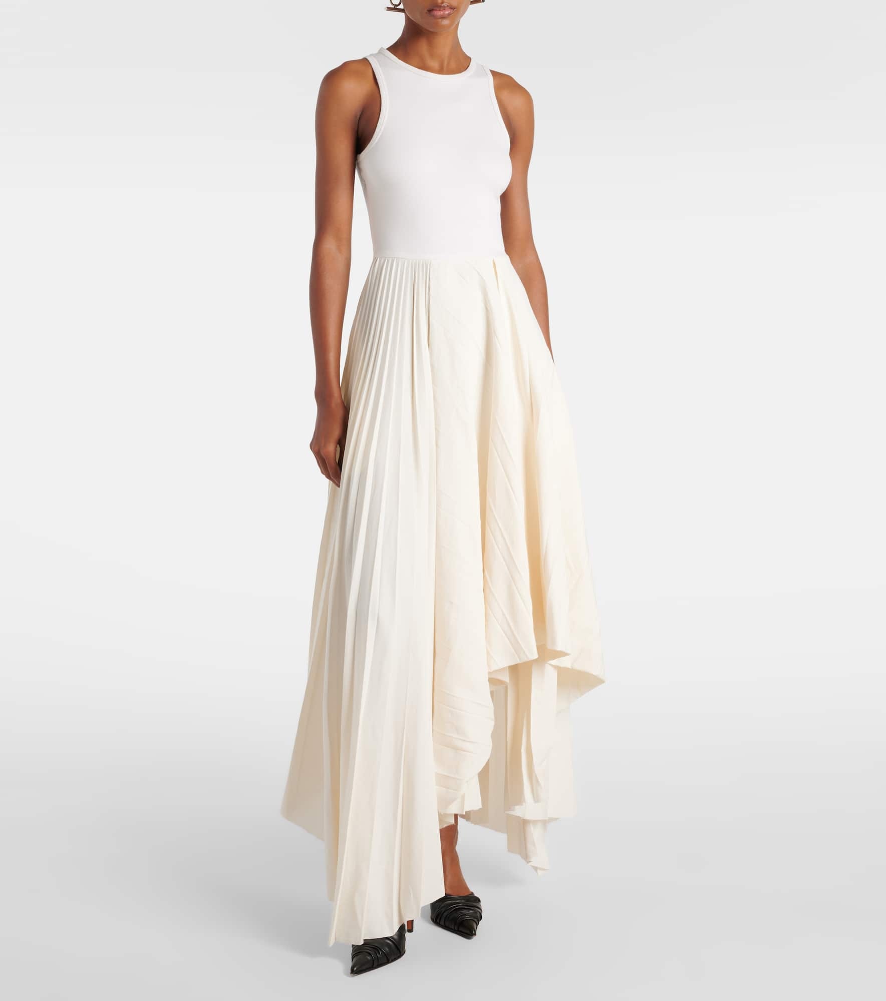 Pleated cotton midi dress - 2