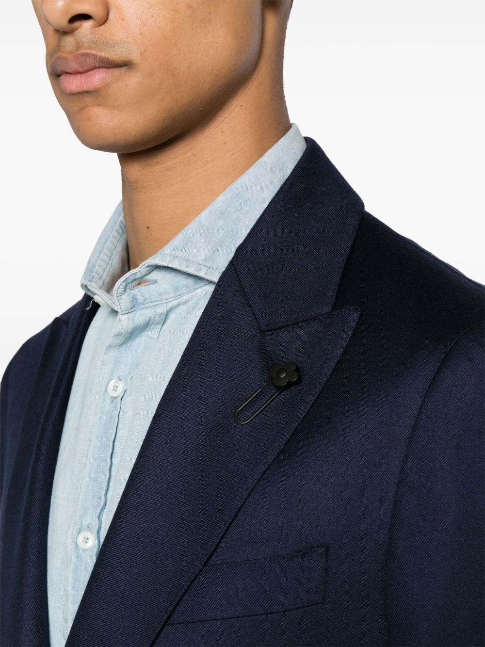 single-breasted twill blazer - 5