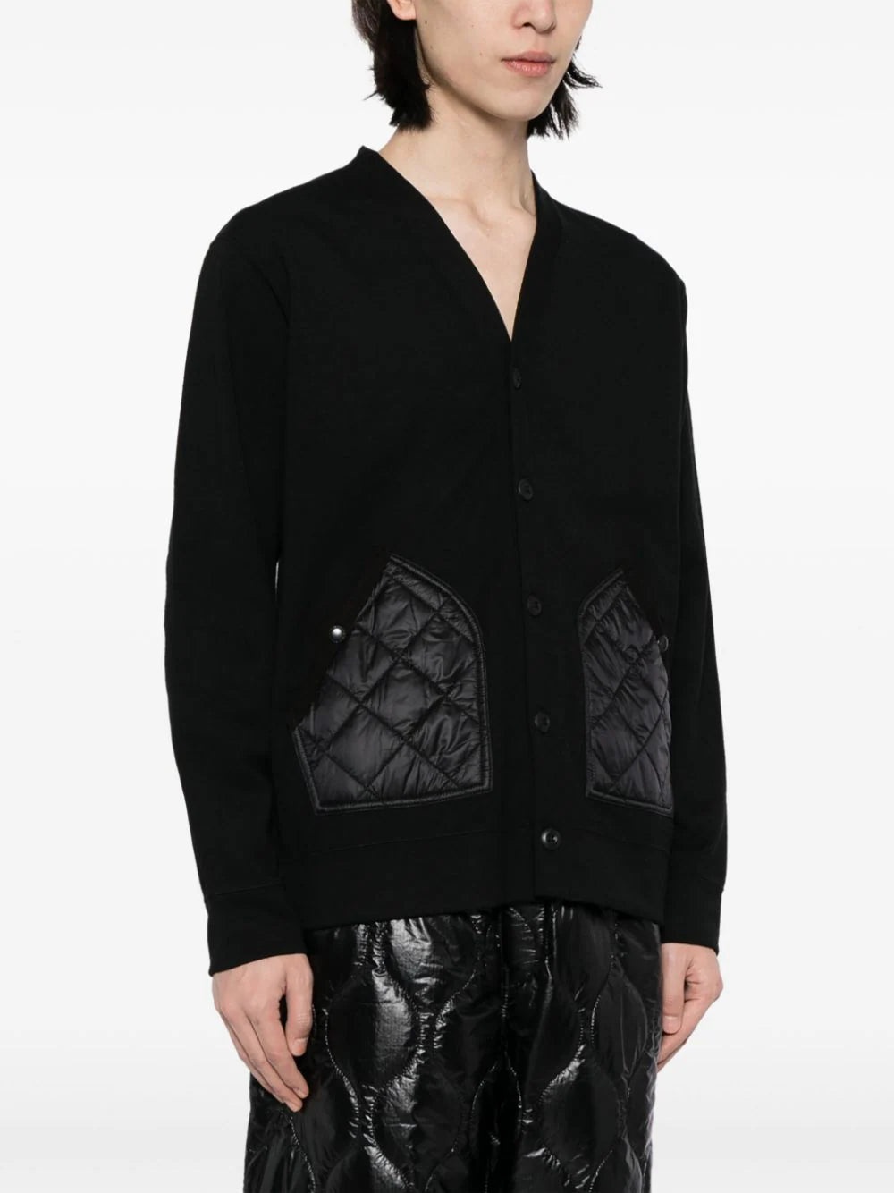 QUILTED-PANEL V-NECK JACKET - 3