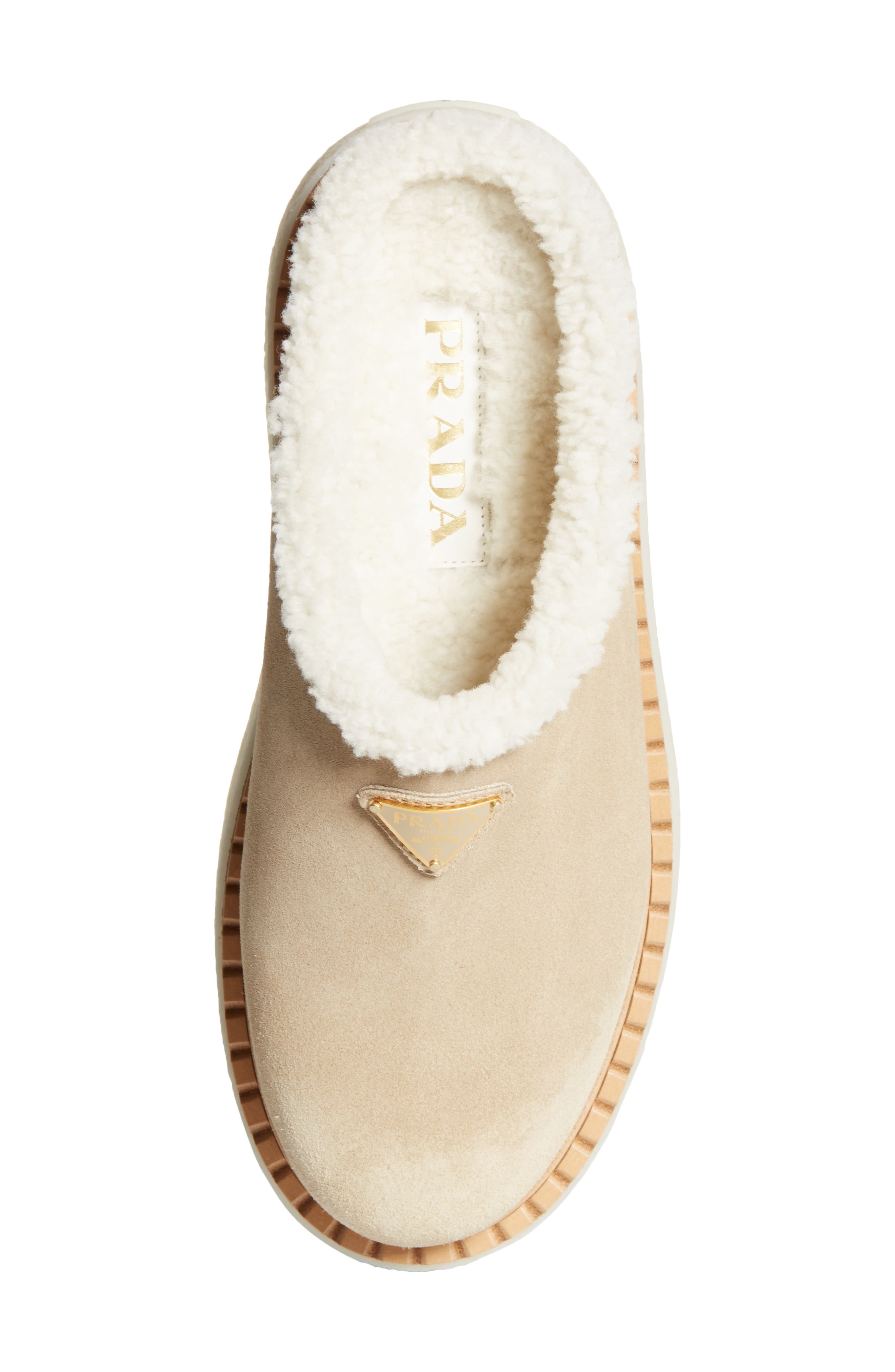 Prada Evolve Genuine Shearling Clog in Ecru at Nordstrom - 5