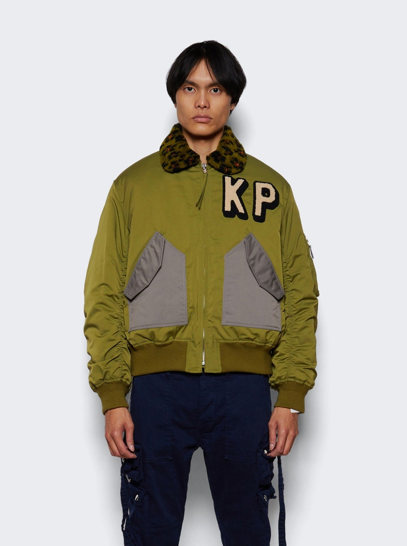 Flight Fur Bomber Jacket Khaki 4