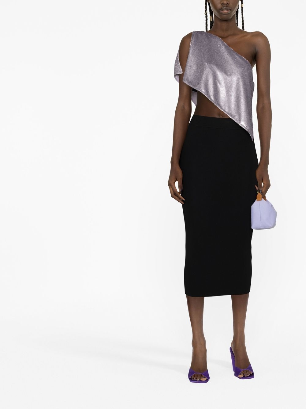 one-shoulder sequinned top - 2