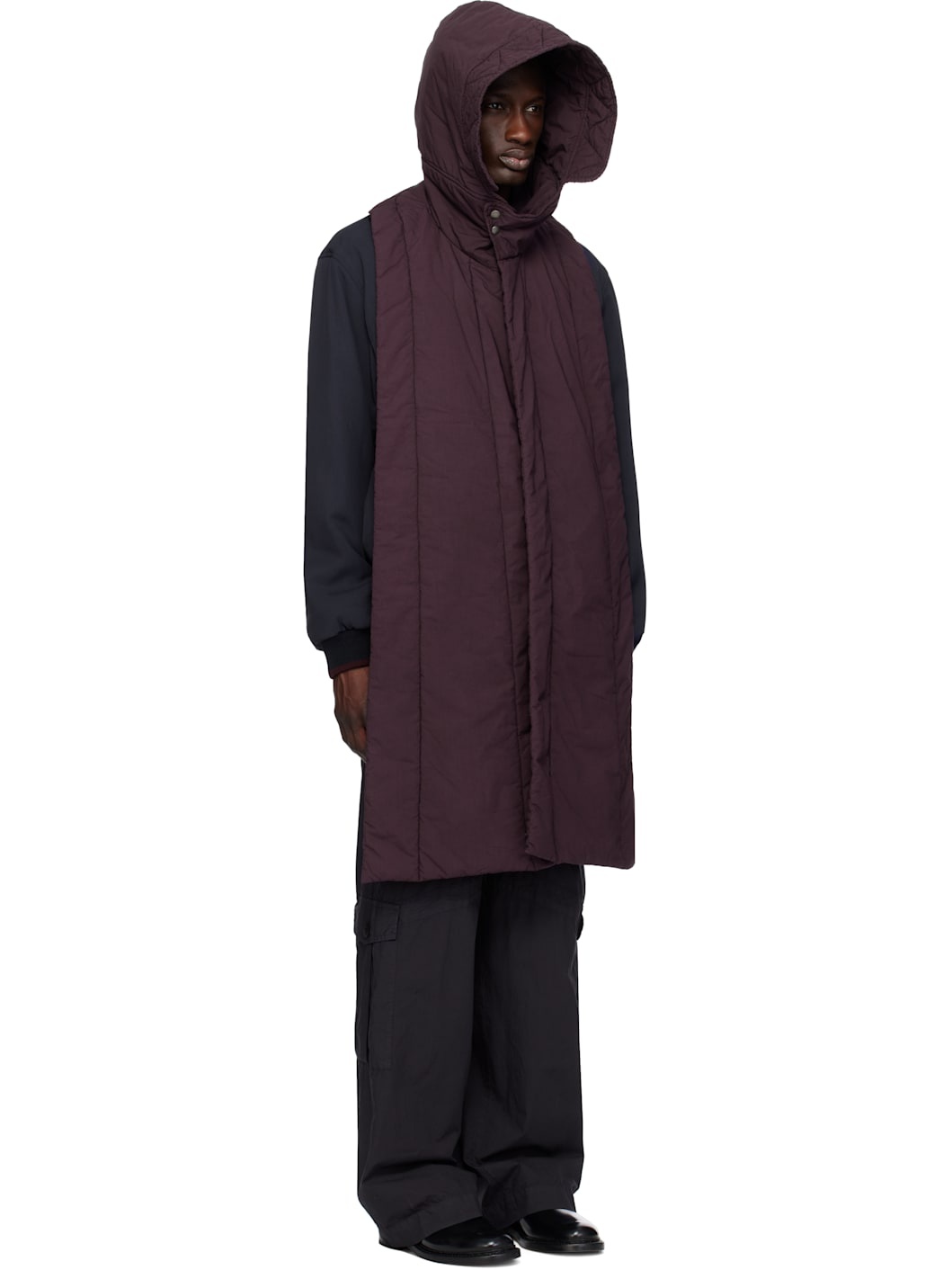 Purple Hooded Cotton Vest - 2
