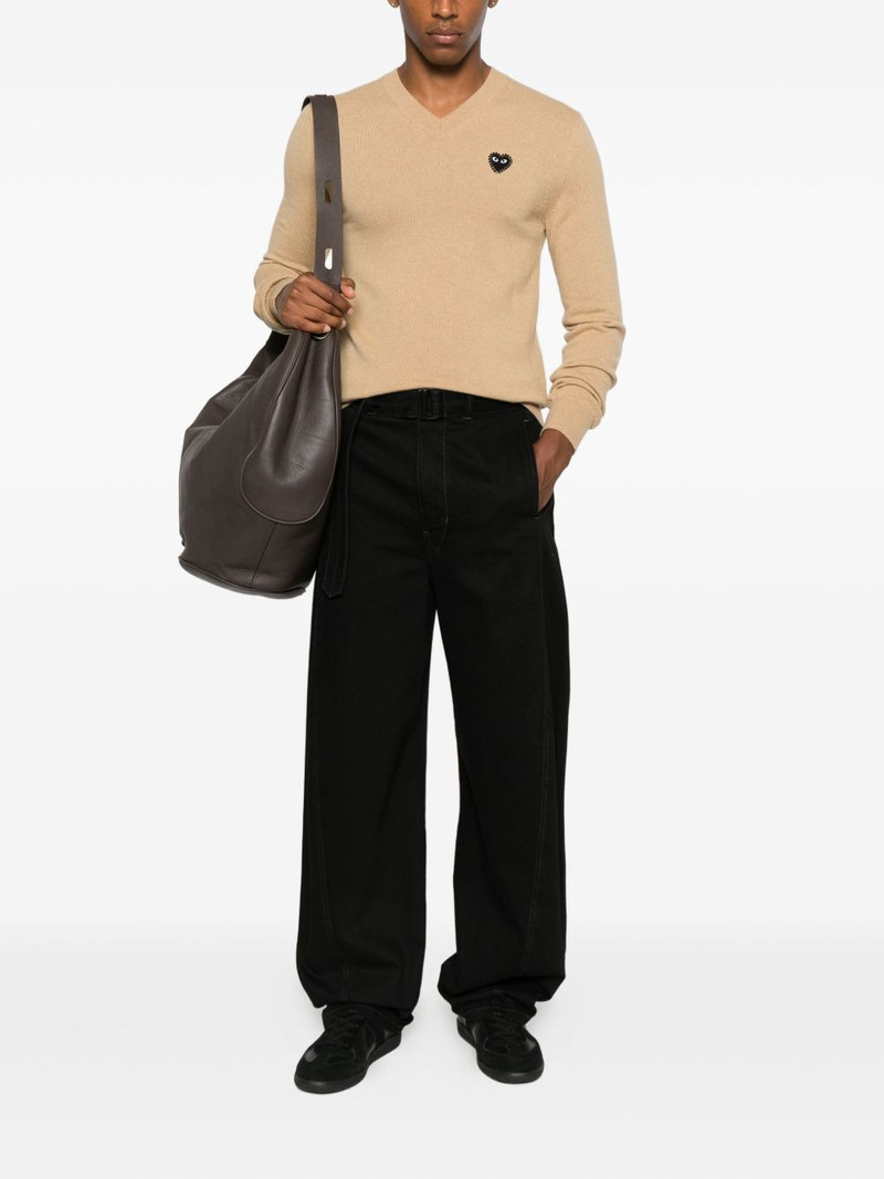 Comme des Garçons PLAY heart-embellished v-neck sweater outlook