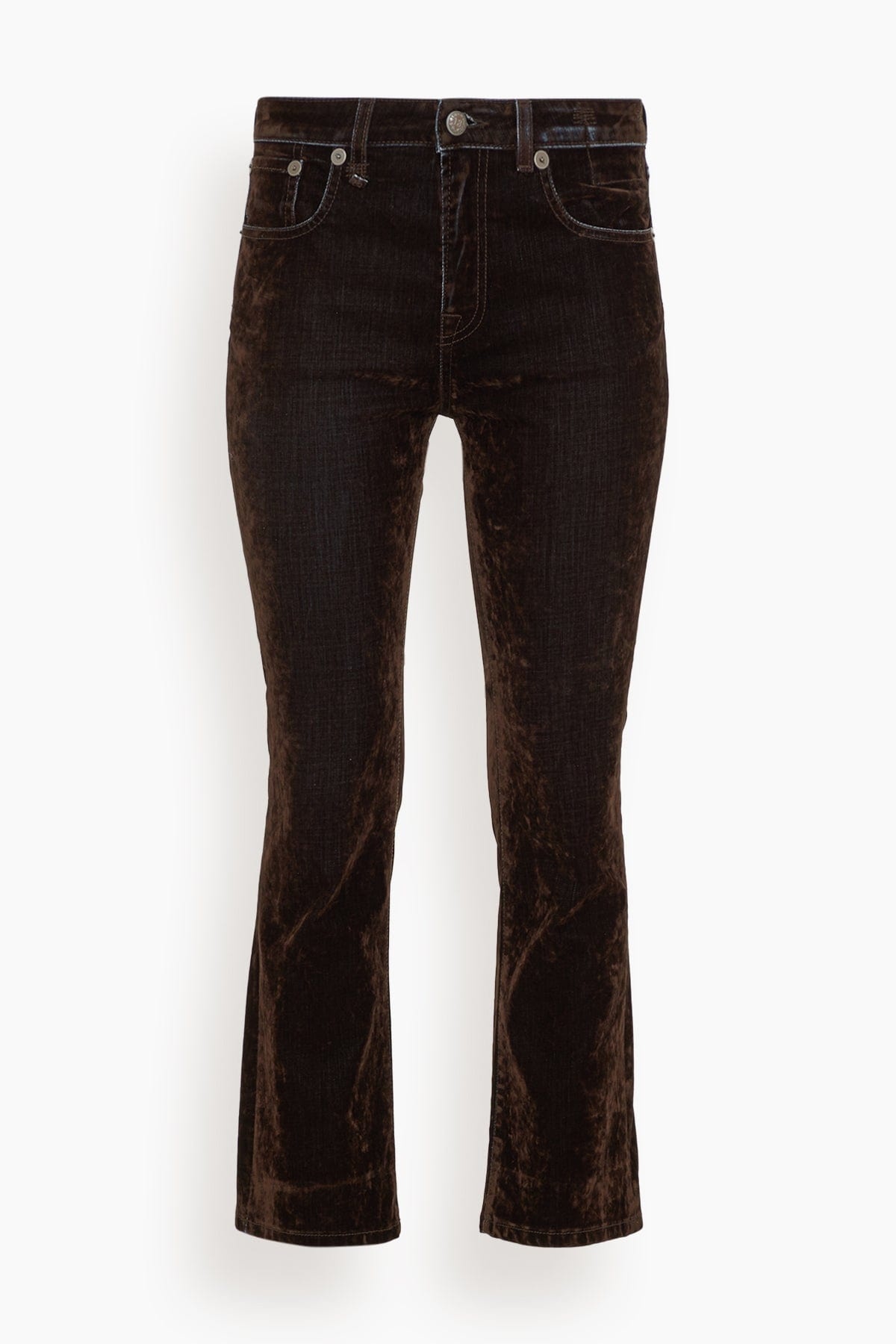 Kick Fit Jean in Flocked Brown - 1