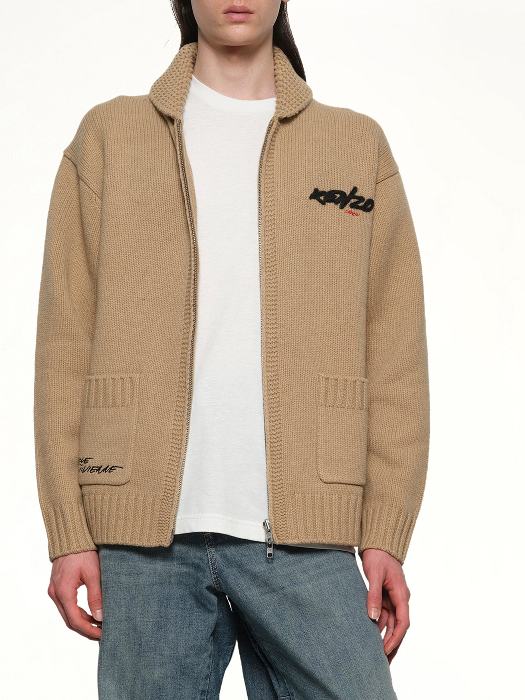 Rws Kenzo Futura Zipped Cardigan in Beige - 6