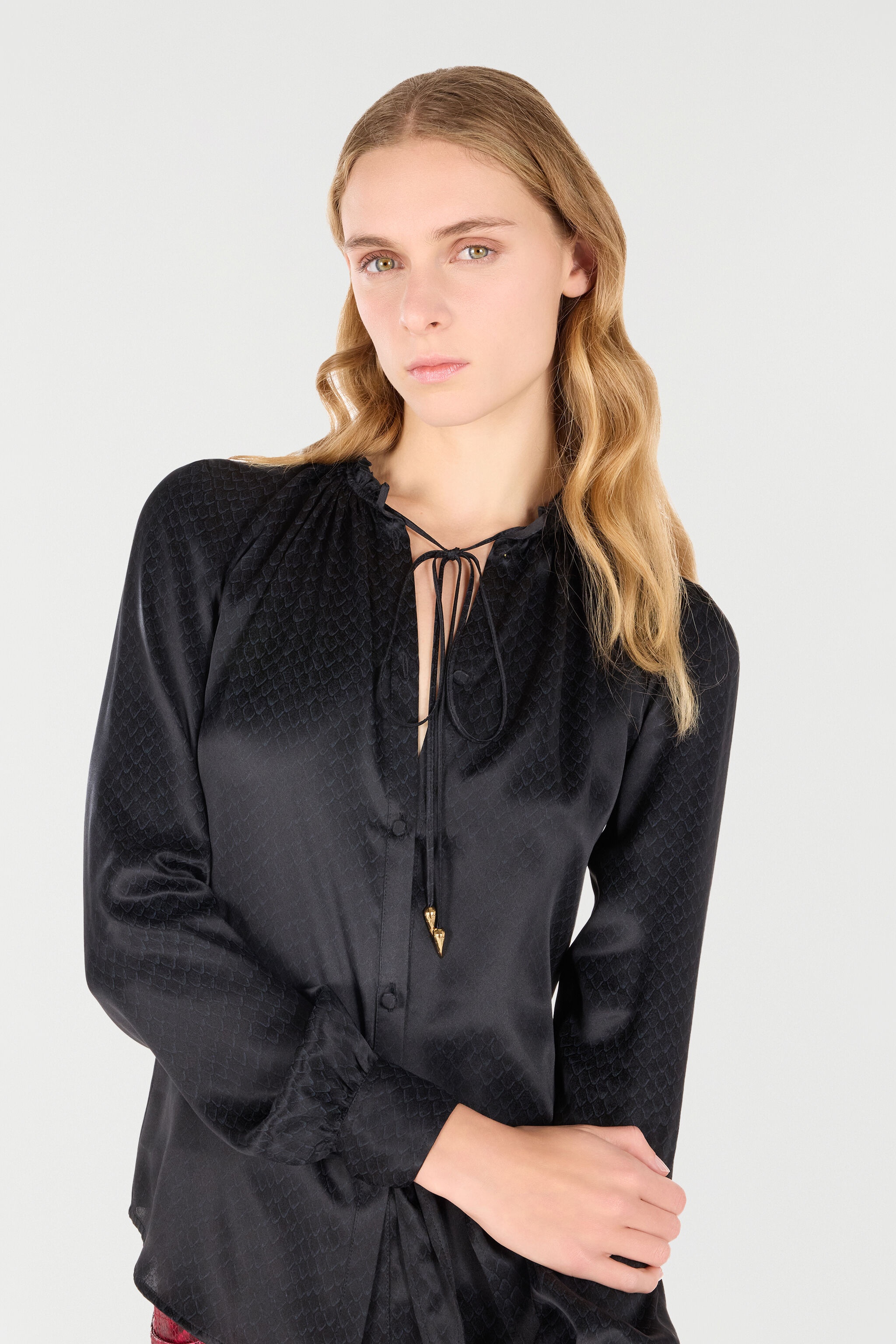 Snake-Effect Silk Shirt - 6