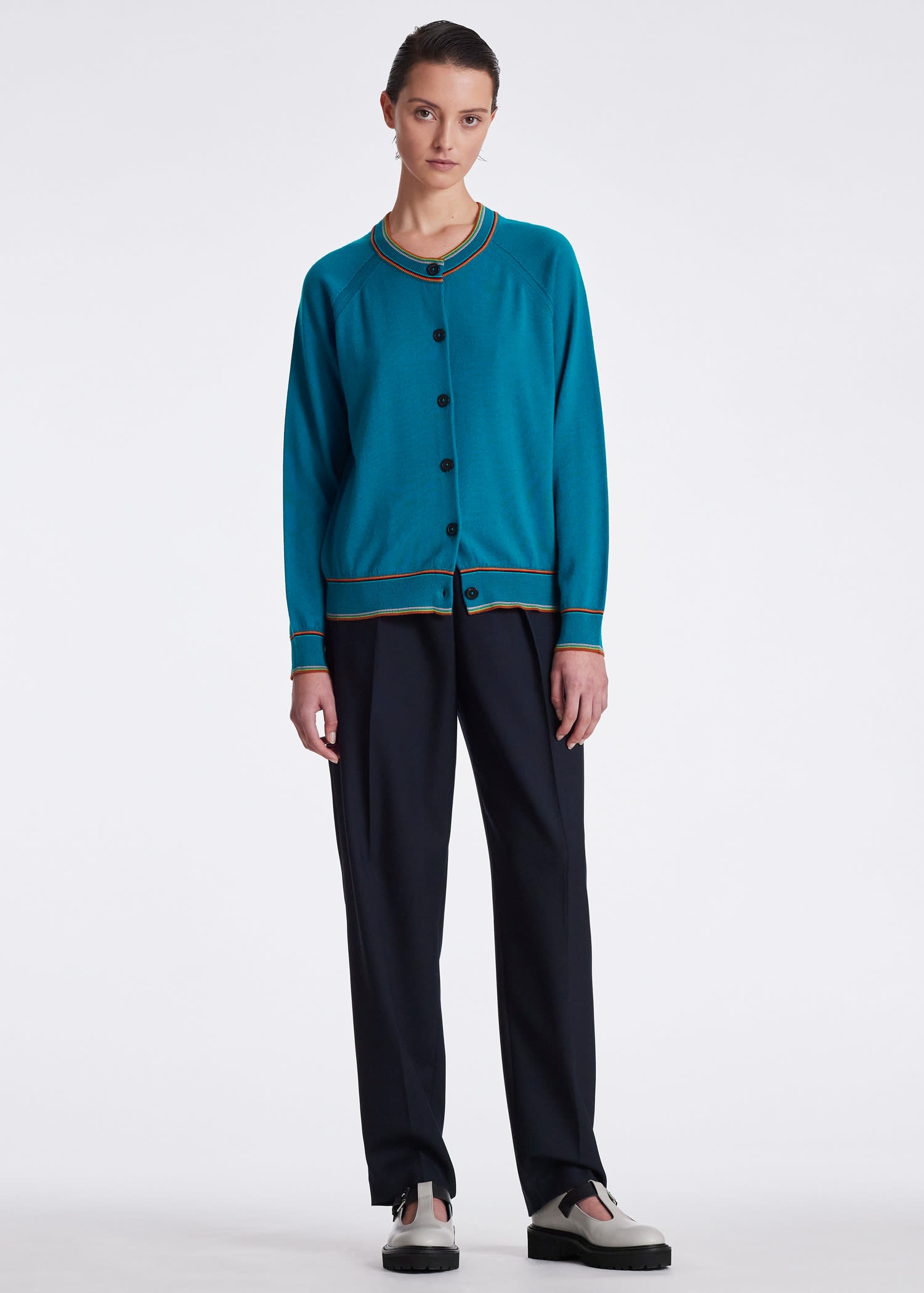 'Signature Stripe' Trim Cardigan - 6