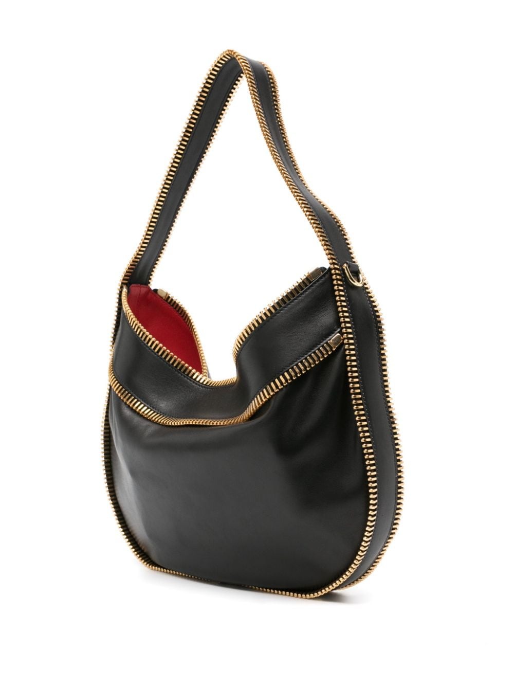 zip-detail leather shoulder bag - 3