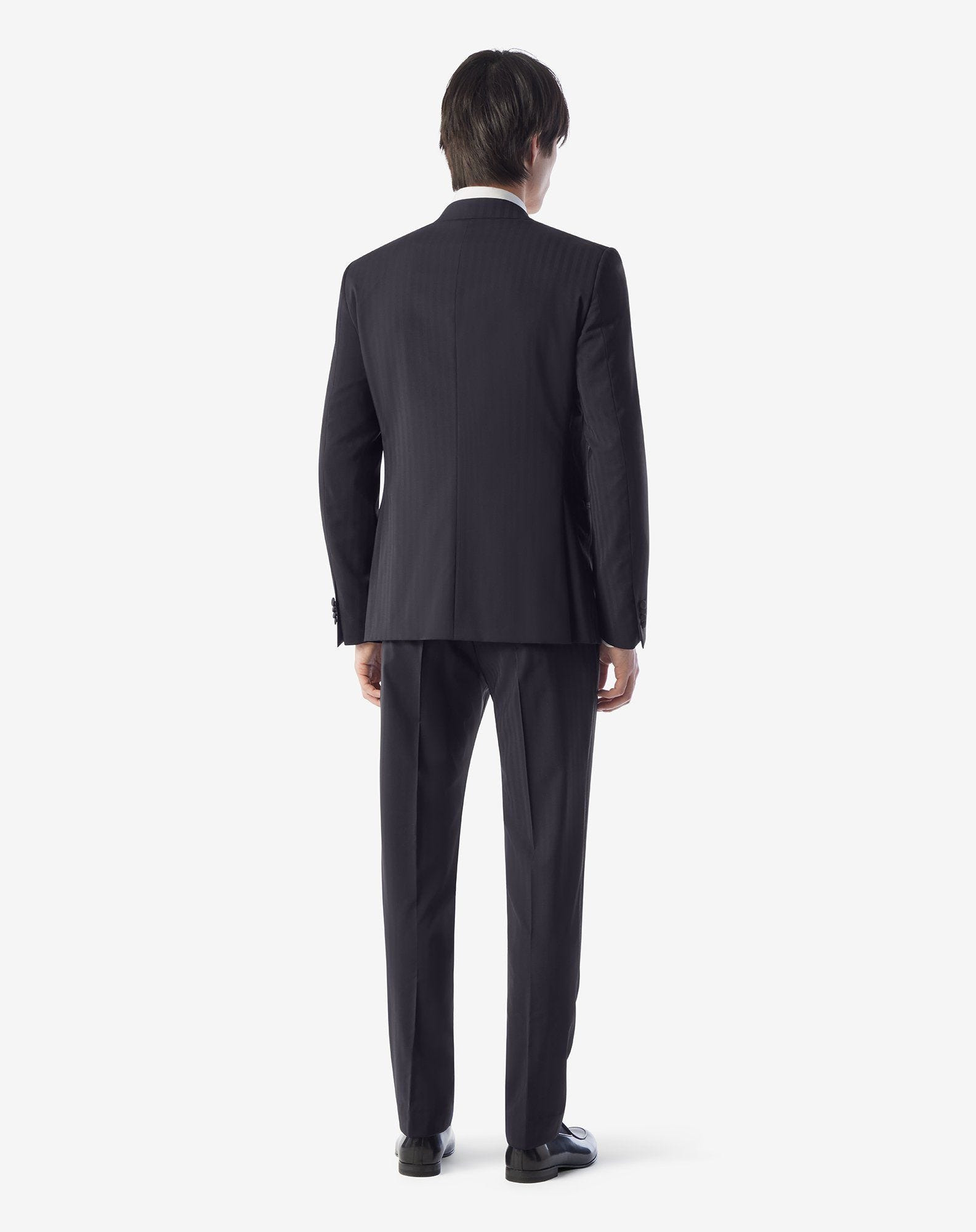 Navy blue pure wool tuxedo with waistcoat - 3