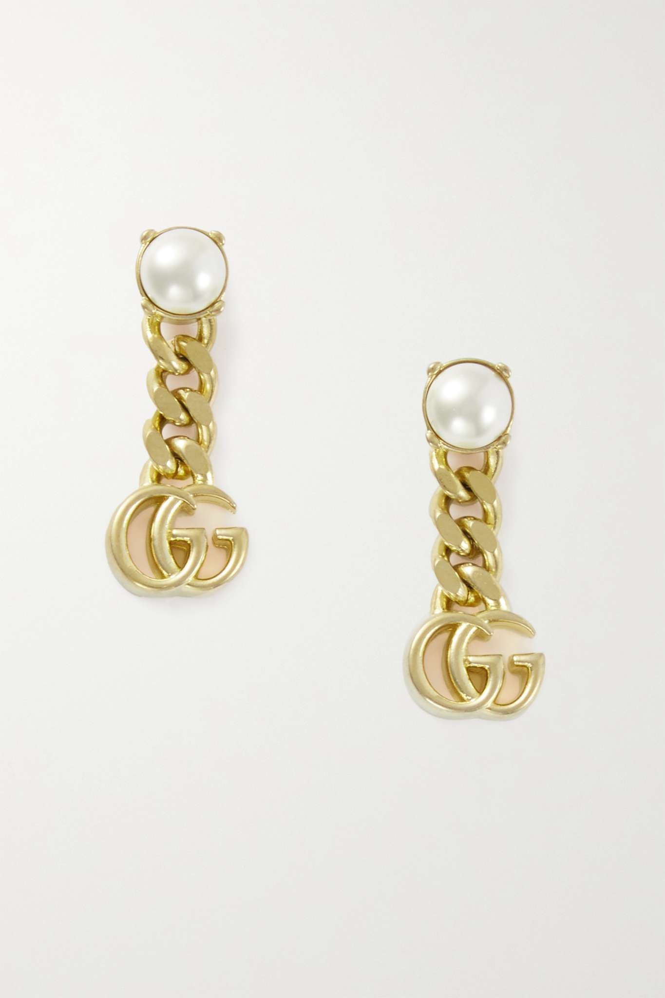 Gold-tone and faux pearl earrings - 1