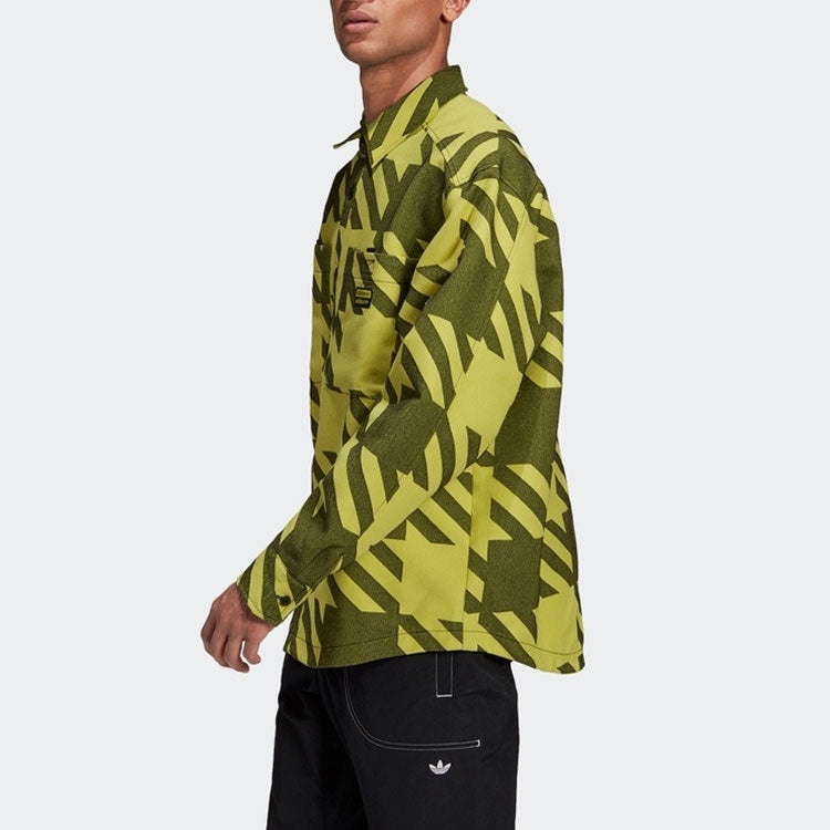adidas originals Fashion Shirt Contrasting Colors Collar Sports Long Sleeves Green GD9343 - 3