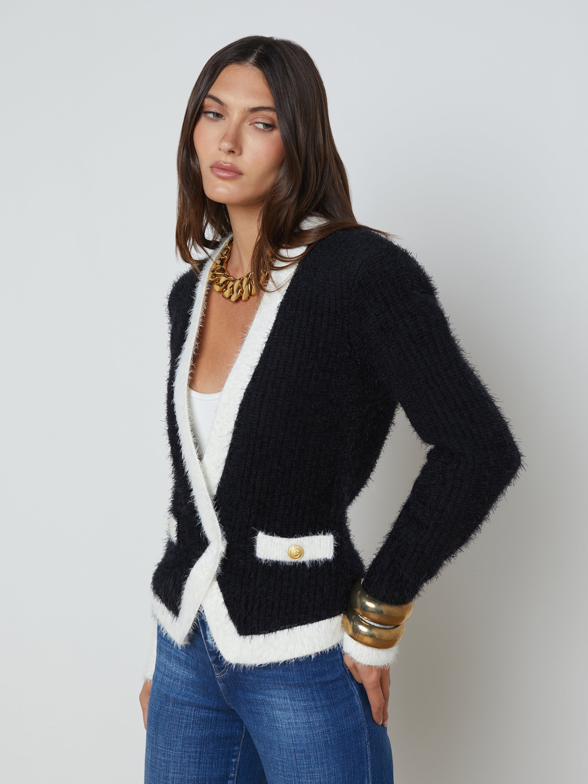 Georgia Contrast Cardigan Blazer - 4