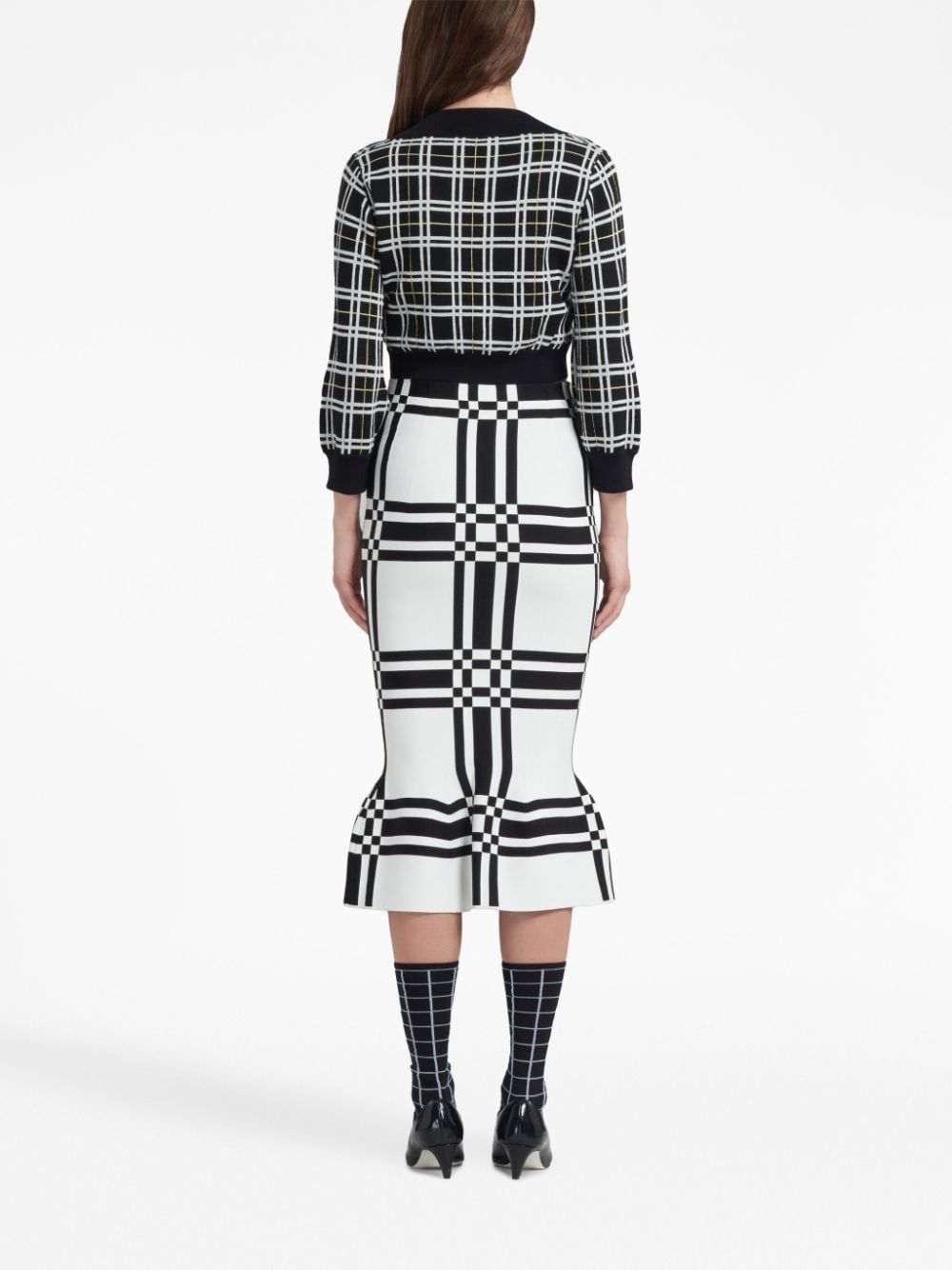 checked cropped cardigan - 4