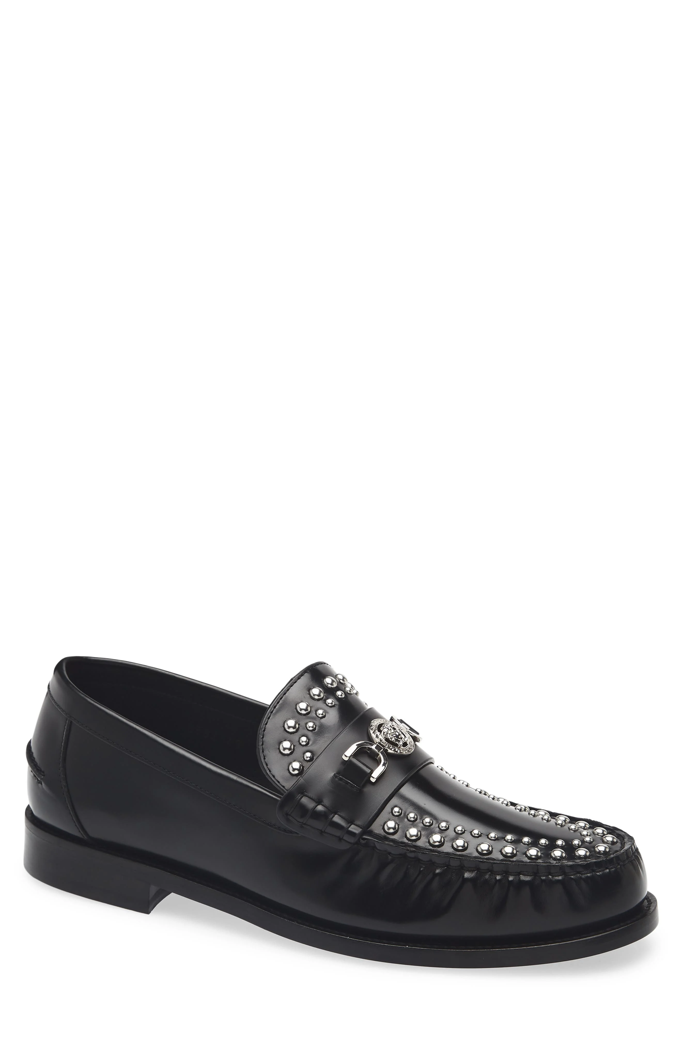 Versace Medusa '95 Studded Loafer in Black-Palladium at Nordstrom - 1