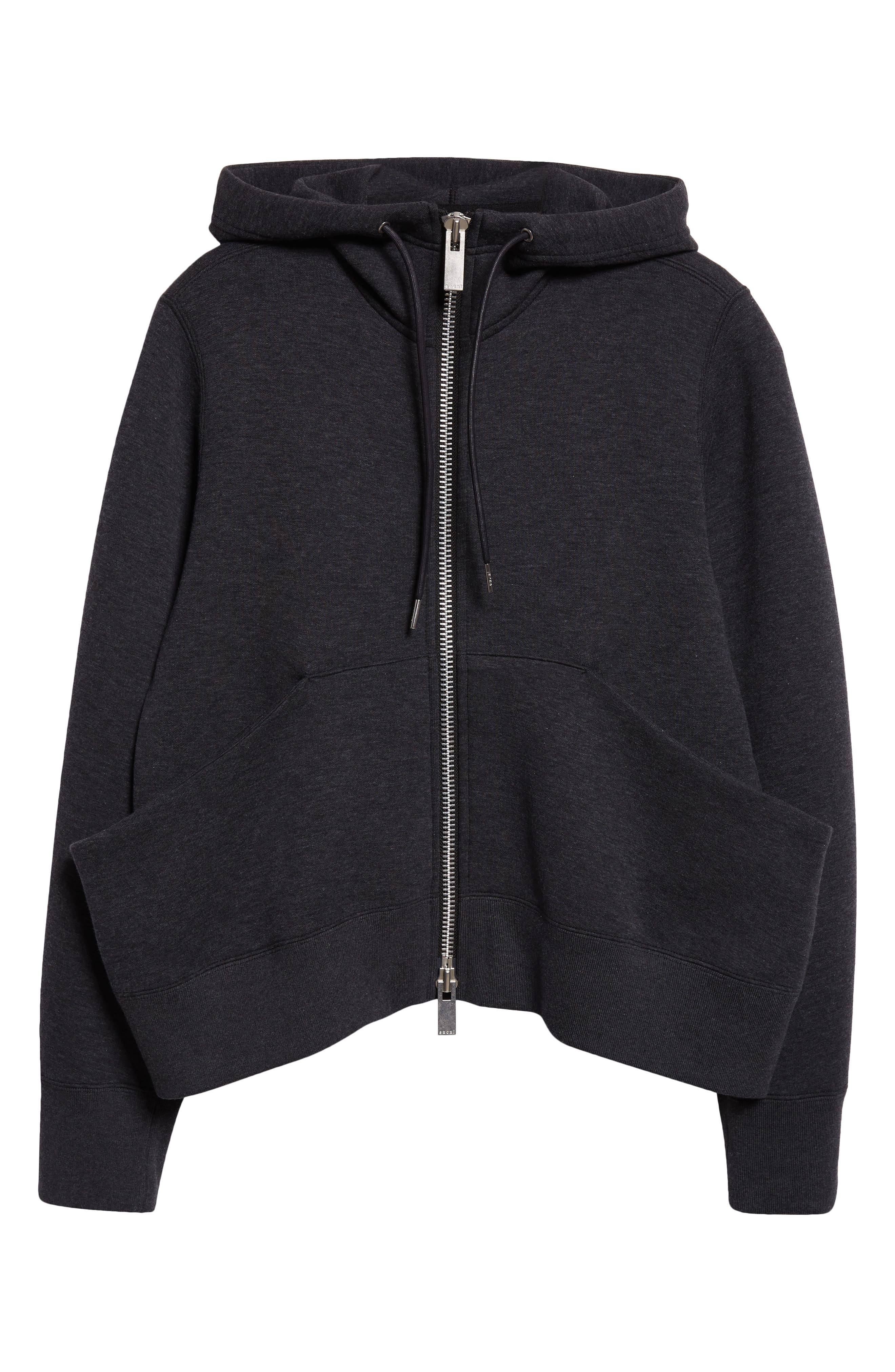 Sacai Sponge Sweat Zip Hoodie in Charcoal Grey at Nordstrom - 1