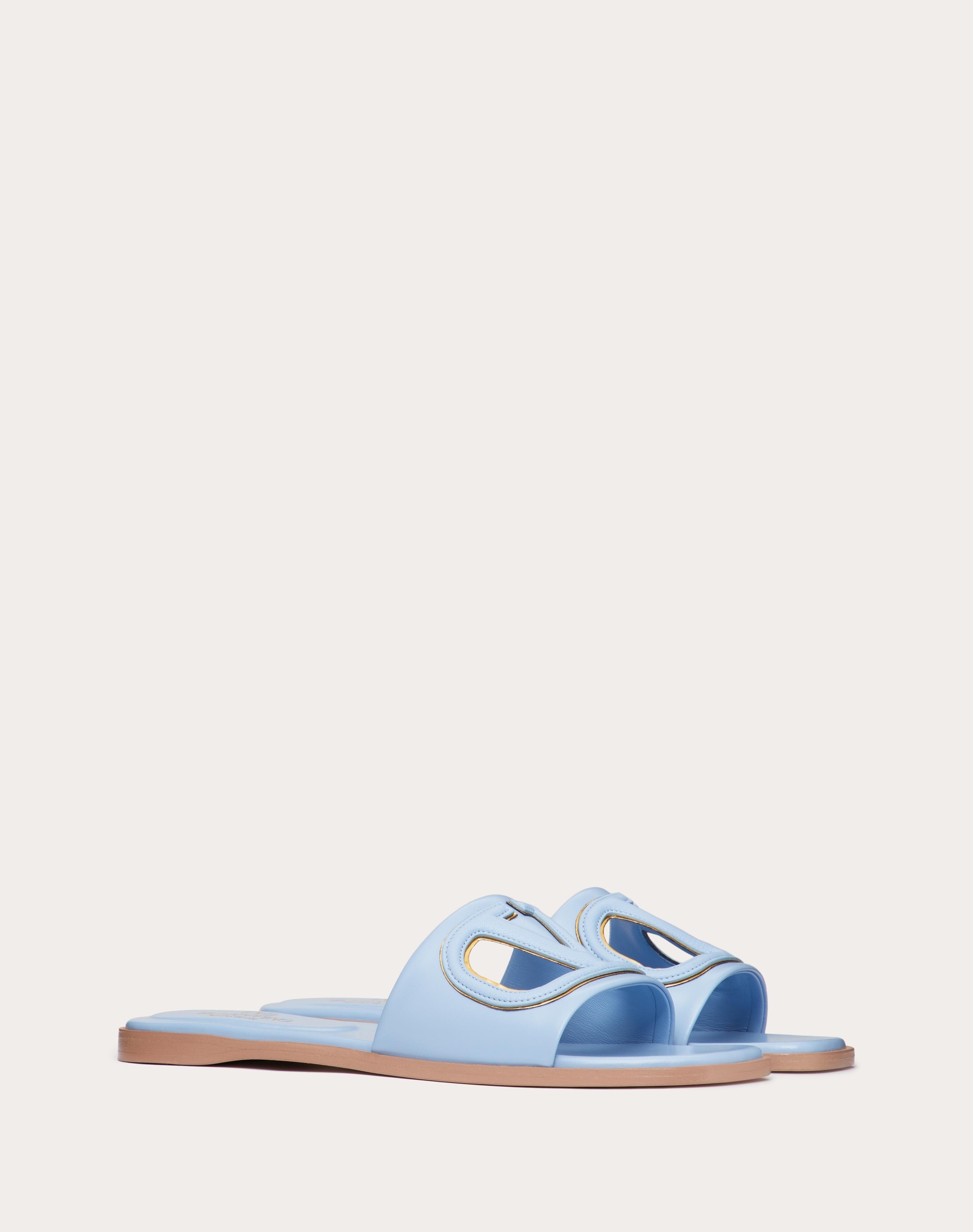 VLOGO CUT-OUT CALFSKIN SLIDE SANDAL - 2