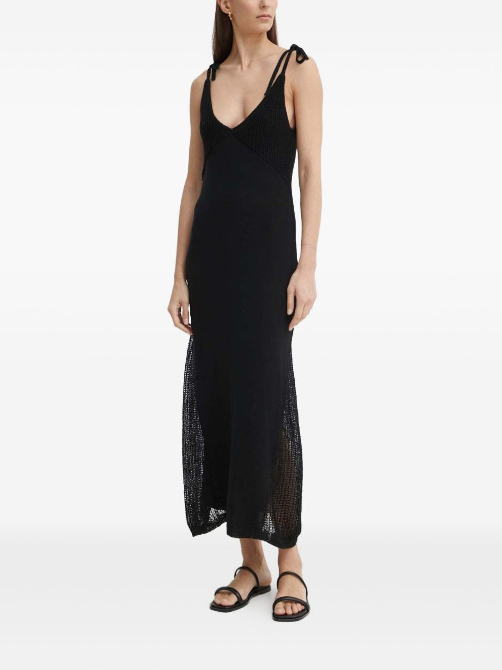 tie-strap knit midi dress - 2