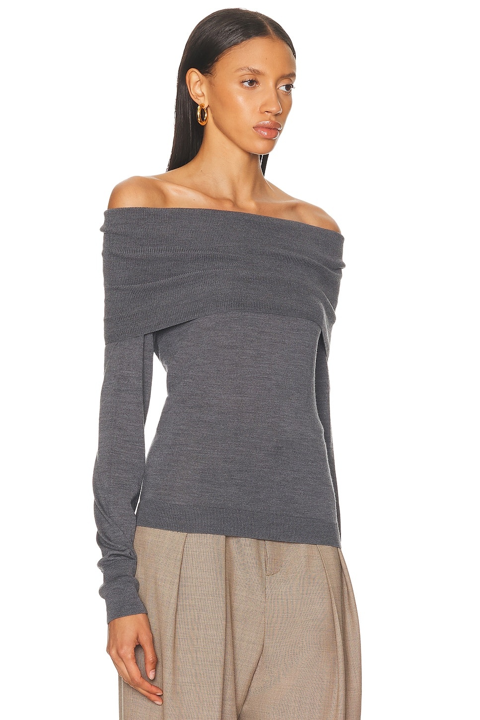 Wool Off The Shoulder Jumper - 2