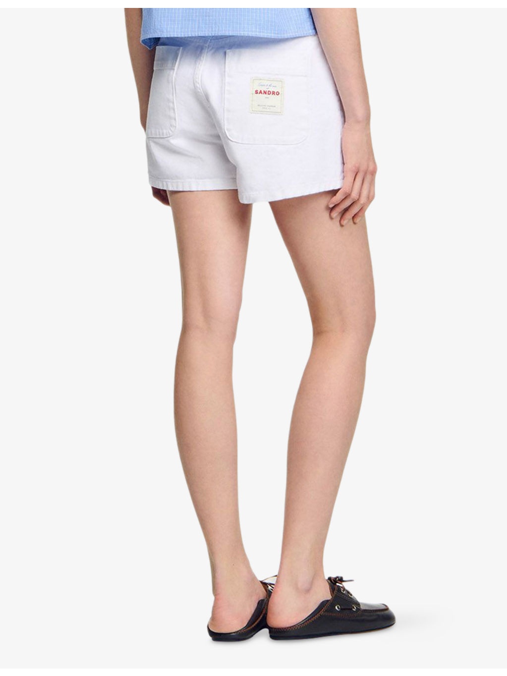 High-Rise Branded-Patch Denim Shorts - 4