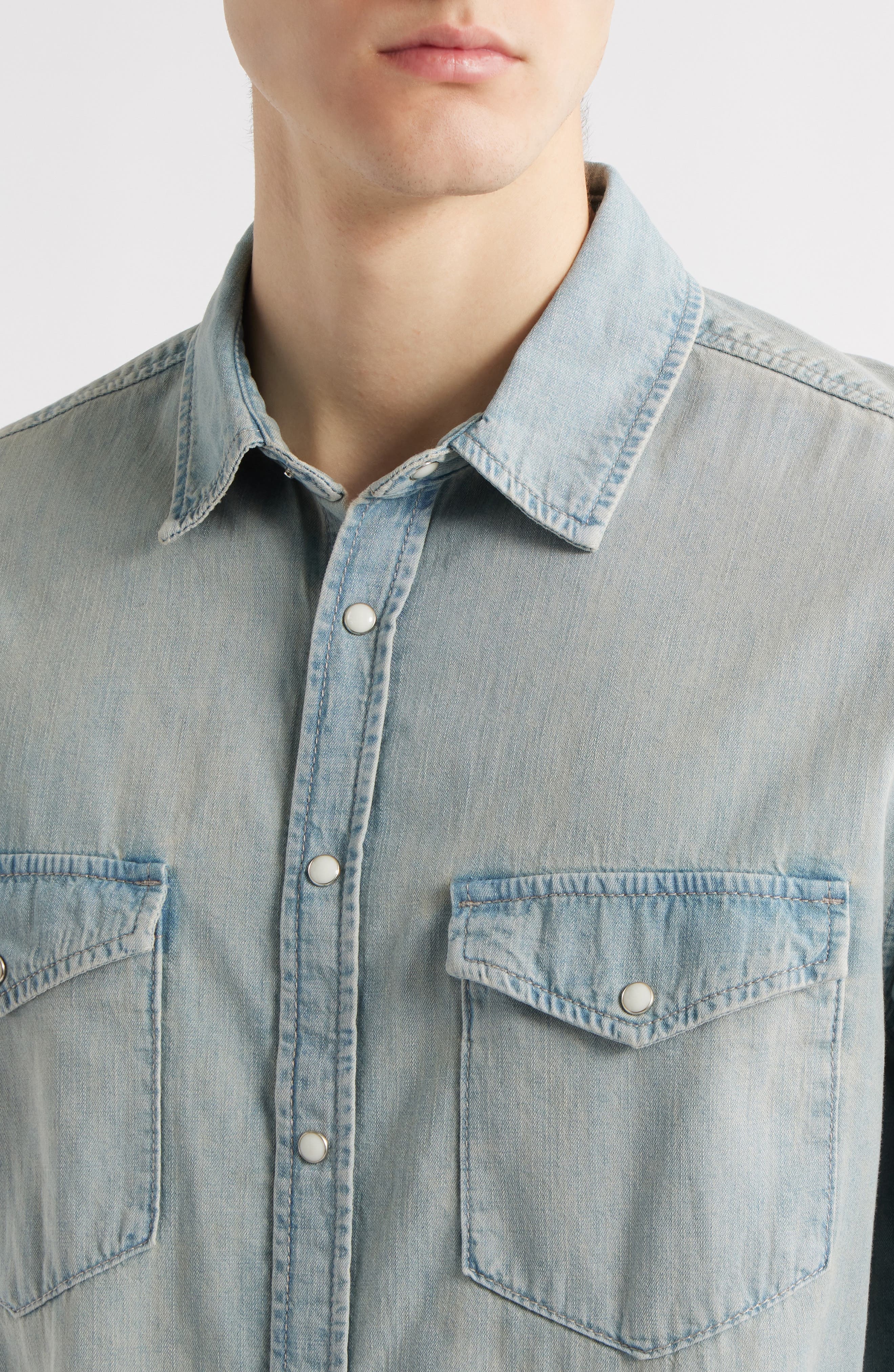 FRAME Modern Cotton Denim Snap-Up Western Shirt in Calabasas at Nordstrom - 2