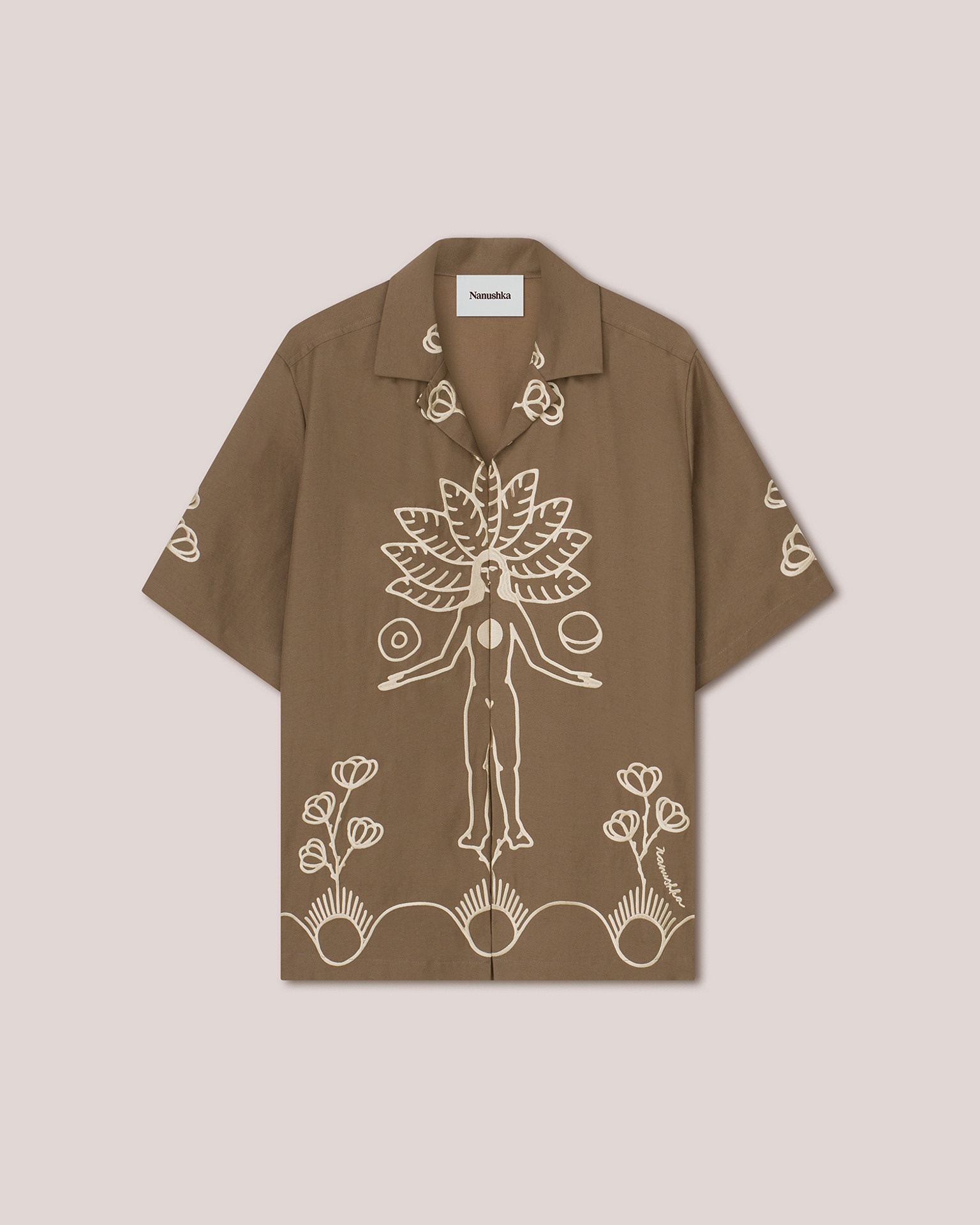 BODIL - Emboidered club shirt - Fossil brown - 1