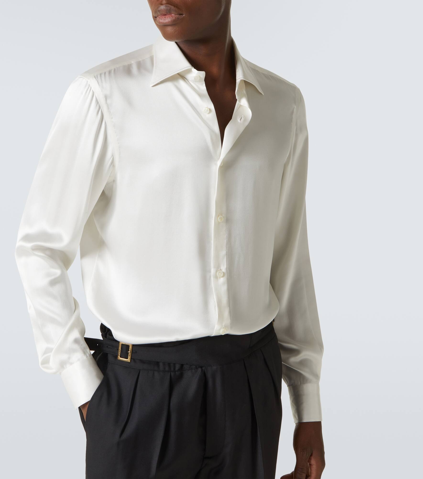 Silk satin tuxedo shirt - 5