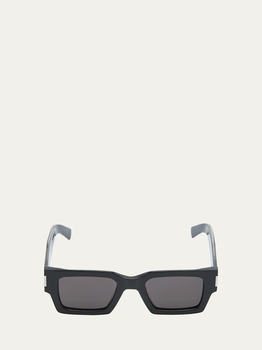 Men's Rectangle Acetate Sunglasses with Logo - 1