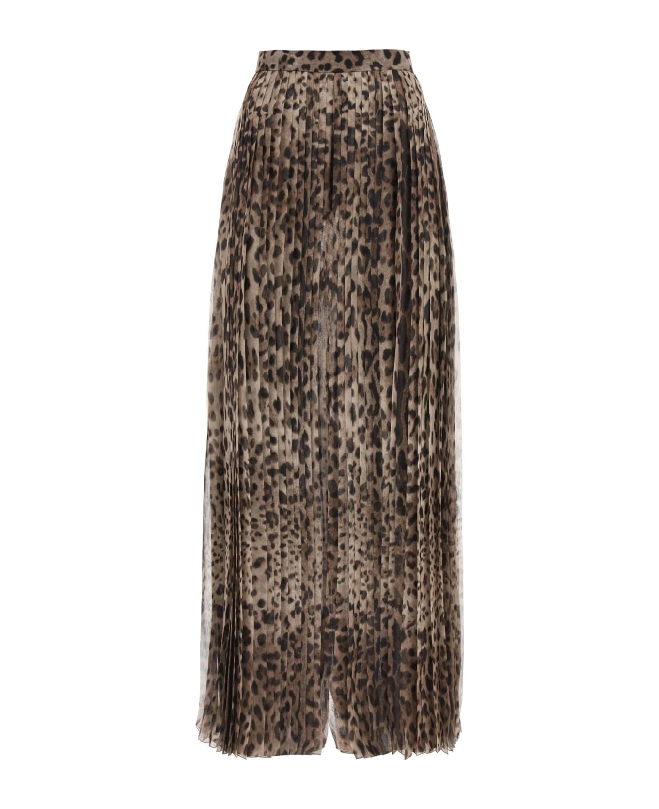 Pleated Leopard Print Palazzo Pants - 1