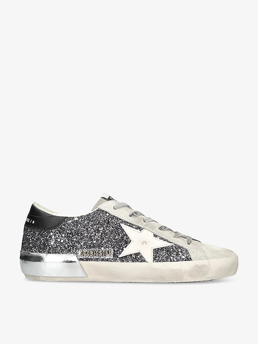 Super Star 90432 glitter-embellished leather low-top trainers - 1